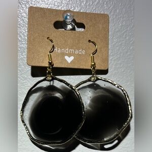 Handmade Black and Gold Earrings